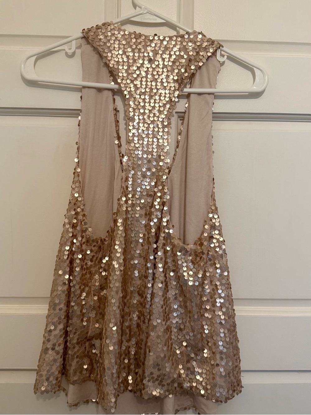 Sequin Racerback Tank Top - Champagne - Picture 2 of 5